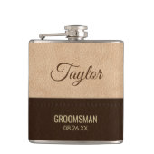 クリーエレガントムモダンとブラウンレザー フラスク (正面)