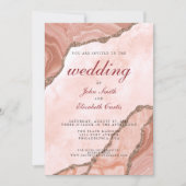 クリーエレガントム赤面アゲートソフトピンク金ゴールド結婚ズ 招待状 (正面)