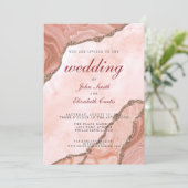 クリーエレガントム赤面アゲートソフトピンク金ゴールド結婚ズ 招待状 (スタンド正面)