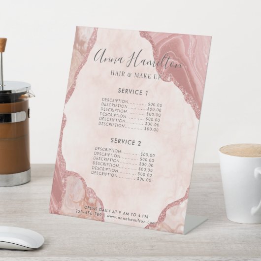 クリーエレガントム赤面ピンクアゲートゲードスパークリーぺデス 台座サイン (インサイチュ)