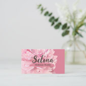 クリーエレガントム赤面ピンクフローラメイクアップスタジオ 名刺 (スタンド正面)