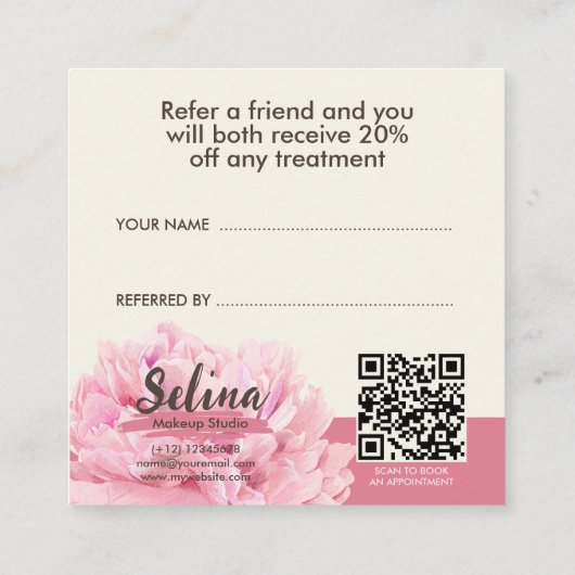 クリーエレガントム赤面ピンクフローラメイクアップスタジオ 紹介カード (裏面)