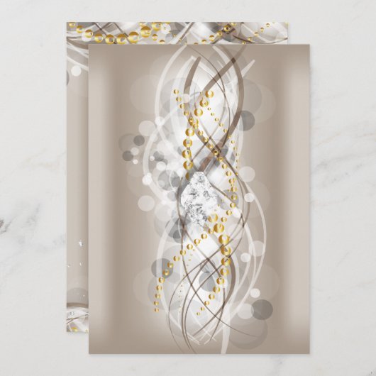 クリーエレガントム金ゴールドダイヤモンドジュエルパーティー長 招待状 (正面/裏面)