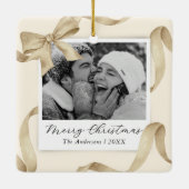 クリーエレガントム金ゴールドボウフォトホリデー セラミックオーナメント (裏面)