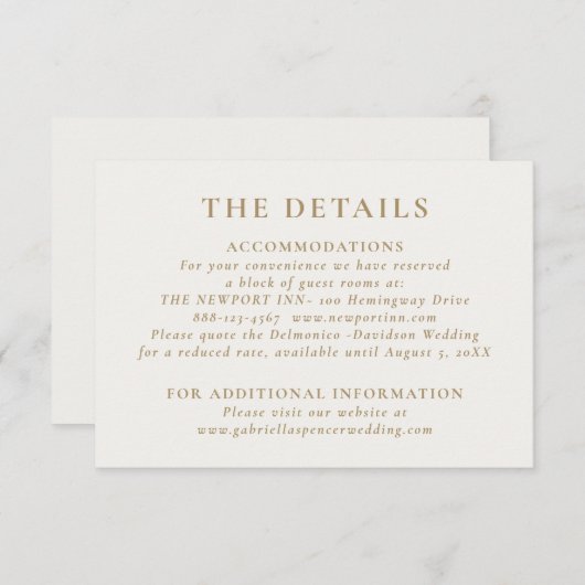 クリーエレガントム金ゴールド結婚詳細 エンクロージャーカード (正面/裏面)