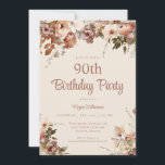 クリーエレガントム&ピンク90フローラ誕生日 招待状<br><div class="desc">クリーエレガントム&ピンク90thフローラ誕生日招待状この90thサプライズエレガントバースデーパーティーへの招待はあなたの特別なイベントに最適！このデザインは美しいピンクの水色の花を特徴とする。タイポグラフィカスタムはトレンディーとエレガント!</div>