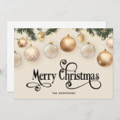 クリーエレガントム&金ゴールドメリークリスマス シーズンカード (正面/裏面)
