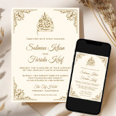 クリーエレガントム・金ゴールド・イスラム結婚教徒 招待状