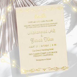 クリーエレガントム・金ゴールド・イスラム結婚教徒 箔招待状