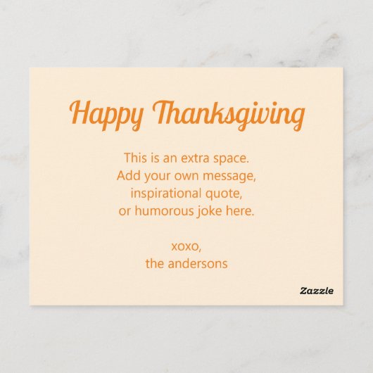 クリーカスタムム感謝祭の写真とメッセージ ポストカード (裏面)