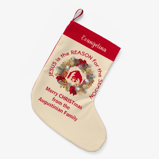 クリーカスタムム・・イエスがキリスト教徒の理由 スモールクリスマスストッキング (正面 (吊り時))