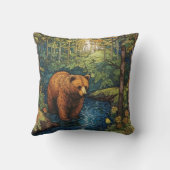 クリークから飲む茶色のクマ クッション (裏面)