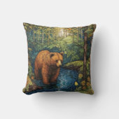 クリークから飲む茶色のクマ クッション (正面)