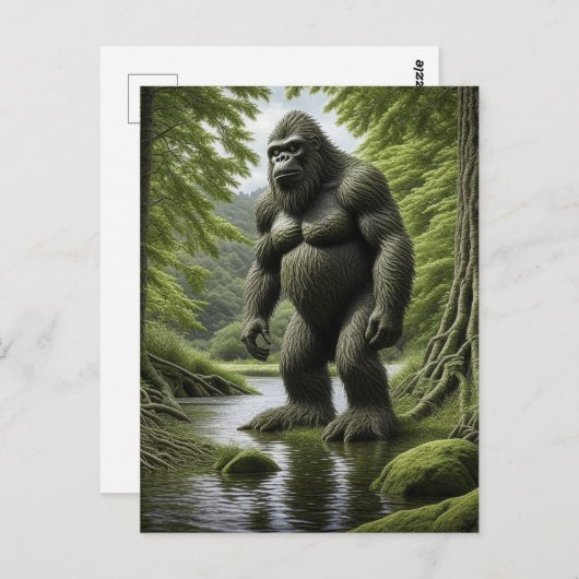 クリークの漫画に立っているビッグフット ポストカード (正面/裏面)