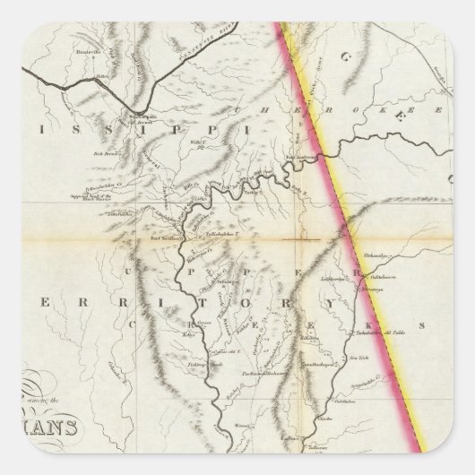 クリークインディアン間の戦地一覧の地図 スクエアシール (正面)