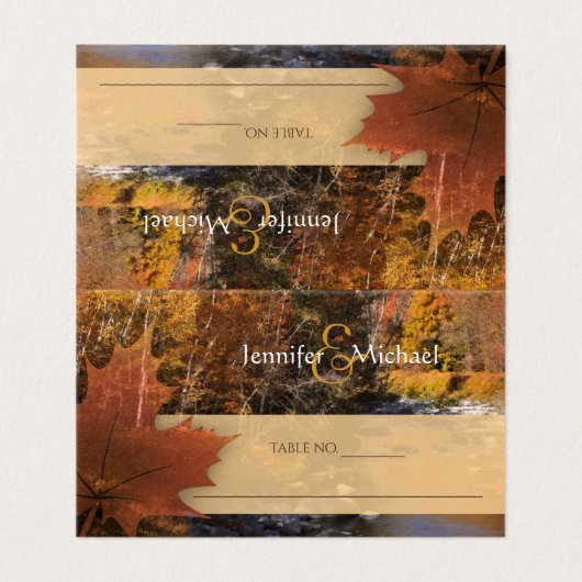 クリークサイドの森のカエデの葉の秋結婚のゲスト (外部フラット)