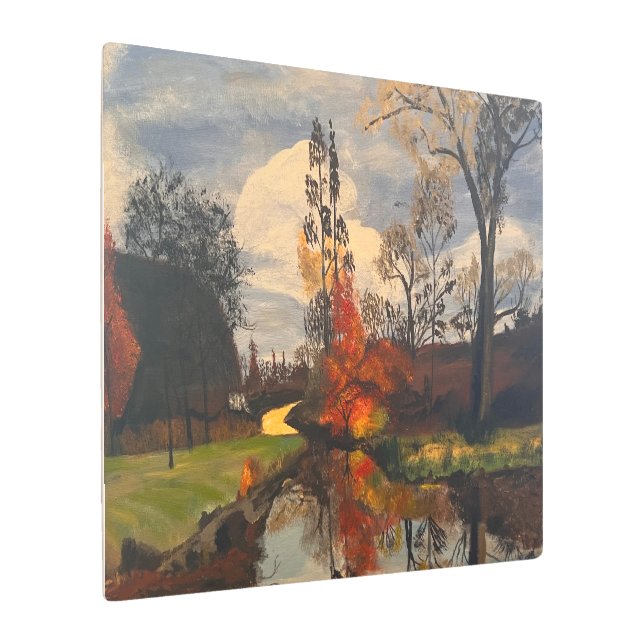 クリークサイドin秋、オリジナルバイゲイリーポーリング メタルプリント (アングル)