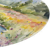 クリークワイルドフラワーズマウンテンウォータースケープ水彩 カッティングボード (角)