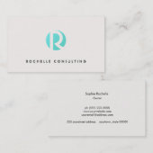 クリークールムモダンターコイズブルーサークルモノグラム 名刺 (正面/裏面)