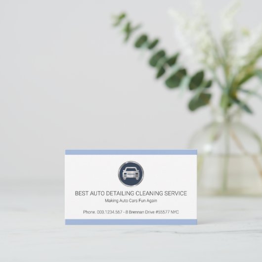 クリーシンプルンミニマリス縁どト青の自動詳細化 名刺 (スタンド正面)