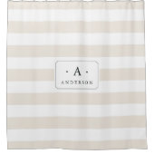 クリーストライプム家族の名前&モノグラム シャワーカーテン (正面)