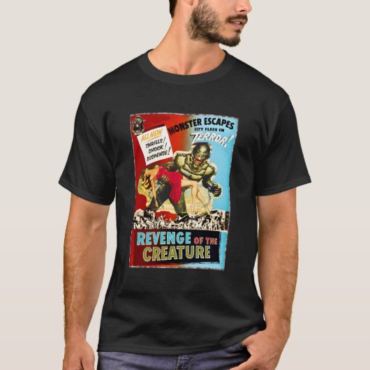 クリーチャー・モンスターレトロ・ホラー Tシャツ (正面)
