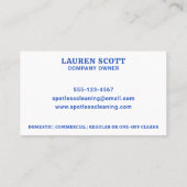 クリーナーかわいい漫画のバキュームブルー 名刺 (裏面)