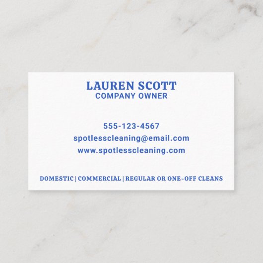 クリーナーかわいい漫画のバキュームブルー 名刺 (裏面)