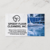 クリーナーサービス | 床をモッピングする男性 名刺 (正面)