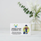 クリーナーサービス | Man Cleaning Floorsロゴ 名刺 (スタンド正面)