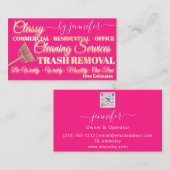 クリーニングごみ取りメイドキャンディ金ゴールドロゴQR 名刺 (正面/裏面)