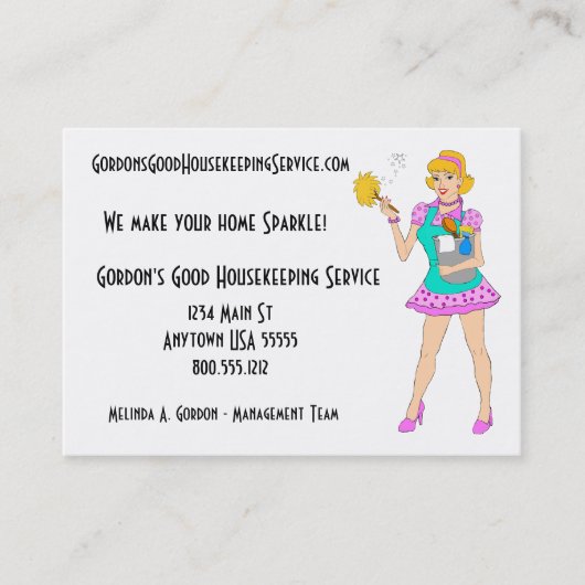 クリーニングのサービスおよび家計の名刺 名刺 (正面)