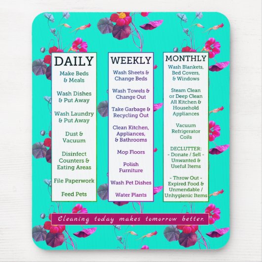 クリーニングのスケジュール及び断言のフェミニンな花柄 マウスパッド (正面)