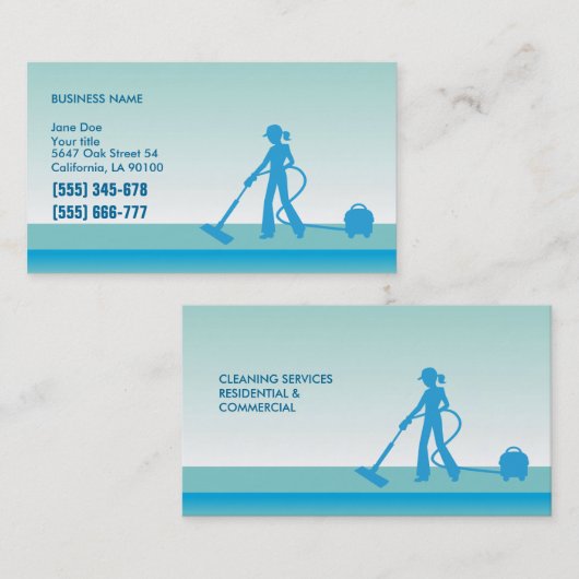クリーニングのプロフェッショナルの名刺のテンプレート 名刺 (正面/裏面)