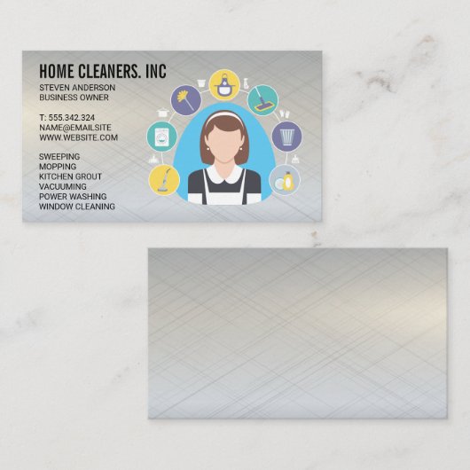 クリーニングのメイドとツール 名刺 (正面/裏面)