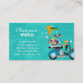 クリーニングの名刺のスクーターの女の子のピンクの青 名刺 (裏面)