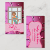 クリーニングの名刺のピンクの泡 名刺 (正面/裏面)