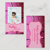 クリーニングの名刺のピンクは黒髪泡立ちます 名刺 (正面/裏面)