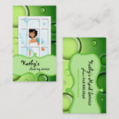 クリーニングの名刺の緑は黒髪泡立ちます 名刺 (正面/裏面)