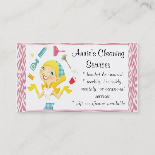 クリーニングは女中の名刺を整備します 名刺 (正面)