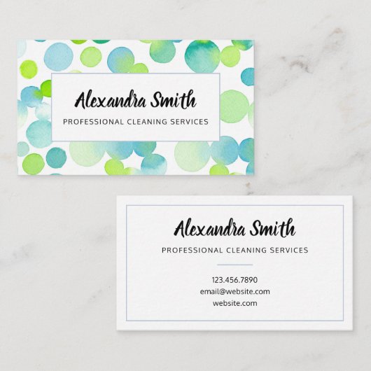 クリーニングは水彩画の泡名刺を整備します 名刺 (正面/裏面)