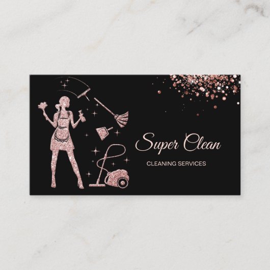 クリーニングオフィスサービスメイドハウスキーピングバラ 名刺 (正面)