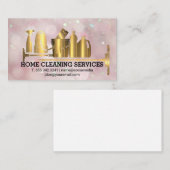 クリーニングサプライ金ゴールドメタリック |ピンクボケ 名刺 (正面/裏面)