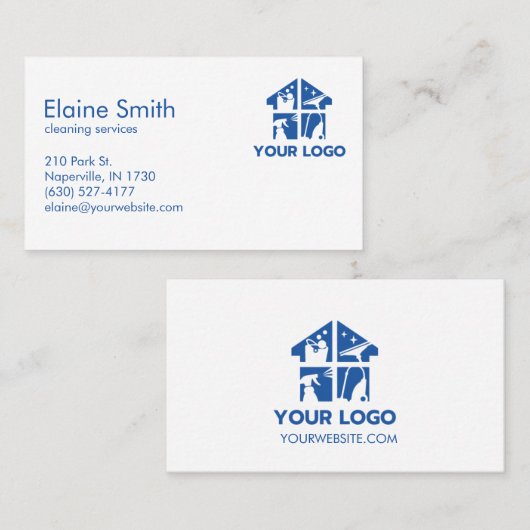 クリーニングサービカスタムスのロゴシンプルのクラシック 名刺 (正面/裏面)
