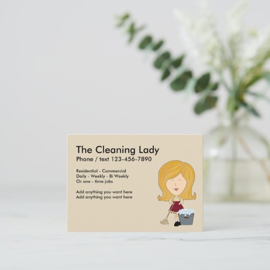 クリーニングサービスかわいいデザイン 名刺 (スタンド正面)
