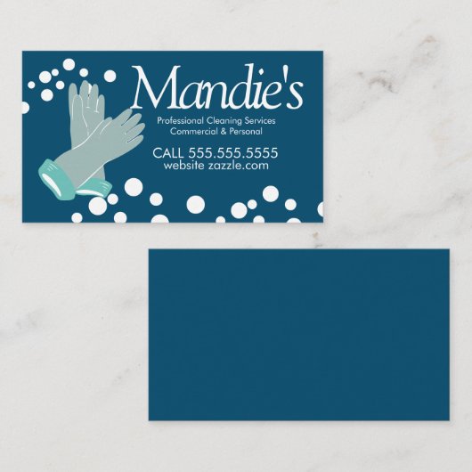 クリーニングサービスが青い手袋を破る 名刺 (正面/裏面)