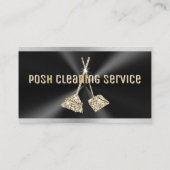 クリーニングサービスつや消しブラックメタル金ゴールド+シルバー 名刺 (裏面)