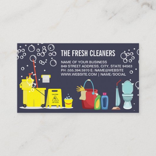 クリーニングサービスと装置 | シャボン 名刺 (正面)