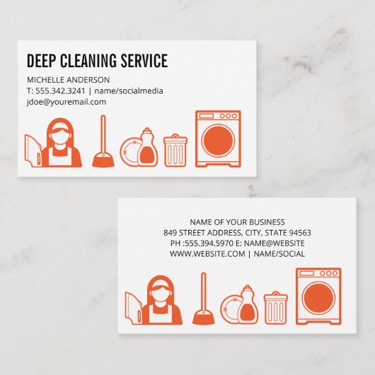 クリーニングサービスのアイコン |クリーナー 名刺 (正面/裏面)