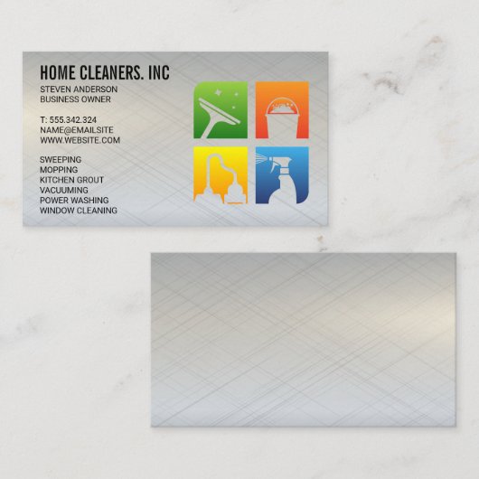 クリーニングサービスのアイコン |金属製の名刺 名刺 (正面/裏面)